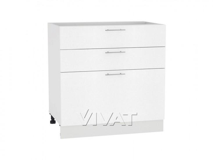 Шкаф нижний с 3-мя ящиками Валерия-М 800 Белый металлик / Белый