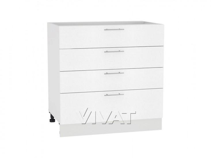 Шкаф нижний с 4-мя ящиками Валерия-М 800 Белый металлик / Белый
