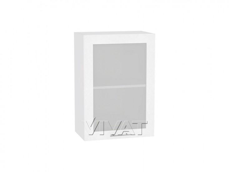 Шкаф верхний со стеклом Валерия-М 500 Белый металлик / Белый