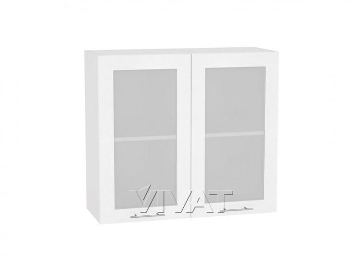 Шкаф верхний со стеклом Валерия-М 800 Белый металлик / Белый