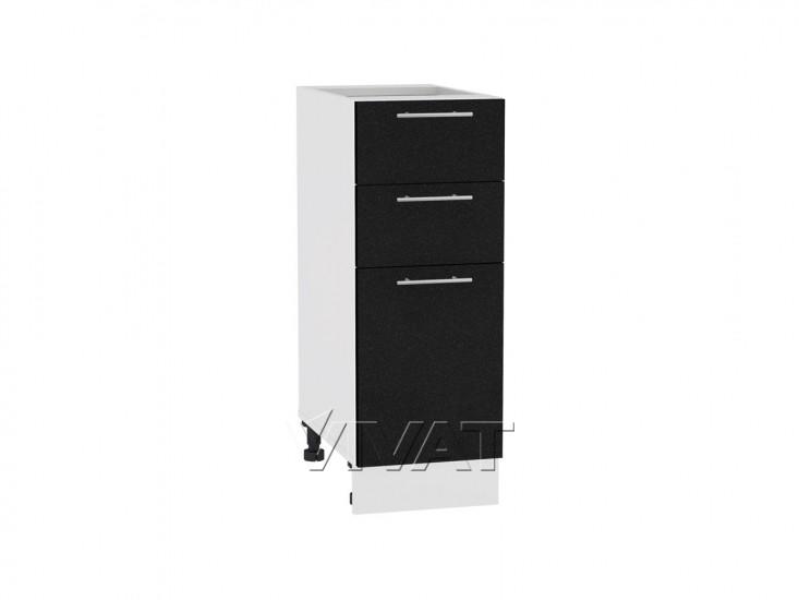 Шкаф нижний с 3-мя ящиками Валерия-М 300 Чёрный металлик / Белый