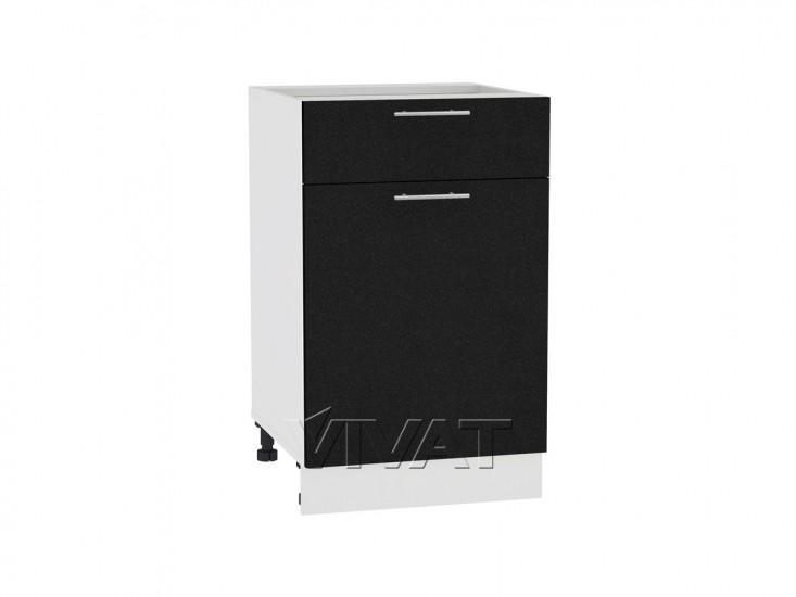 Шкаф нижний с 1 ящиком Валерия-М 500 Чёрный металликц / Белый