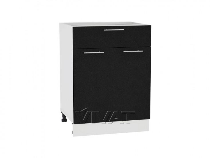 Шкаф нижний с 1 ящиком Валерия-М 601М Чёрный металлик / Белый