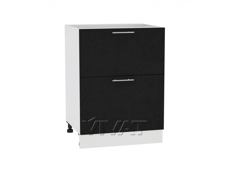 Шкаф нижний с 2-мя ящиками Валерия-М 600 Чёрный металлик / Белый