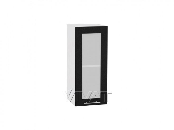 Шкаф верхний со стеклом Валерия-М 300 Чёрный металлик / Белый