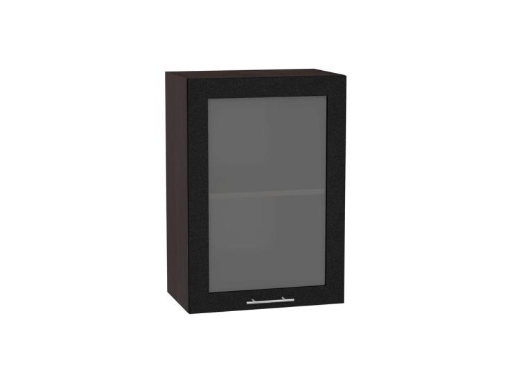 Шкаф верхний со стеклом Валерия-М 500 Чёрный металлик / Graphite