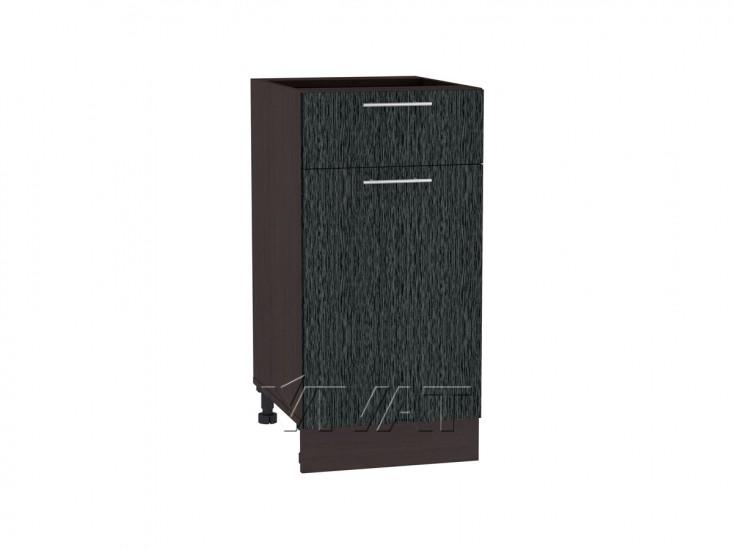Шкаф нижний с 1 ящиком Валерия-М 400 Чёрный металлик дождь / Венге