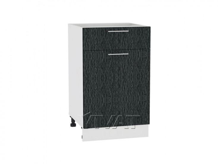 Шкаф нижний с 1 ящиком Валерия-М 500 Чёрный металлик дождь / Белый