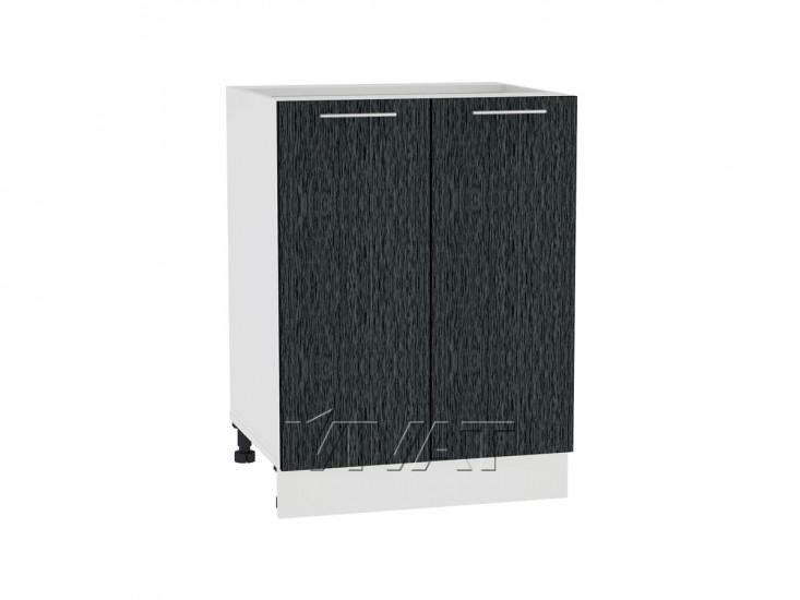 Шкаф нижний Валерия-М 600 Чёрный металлик дождь / Белый