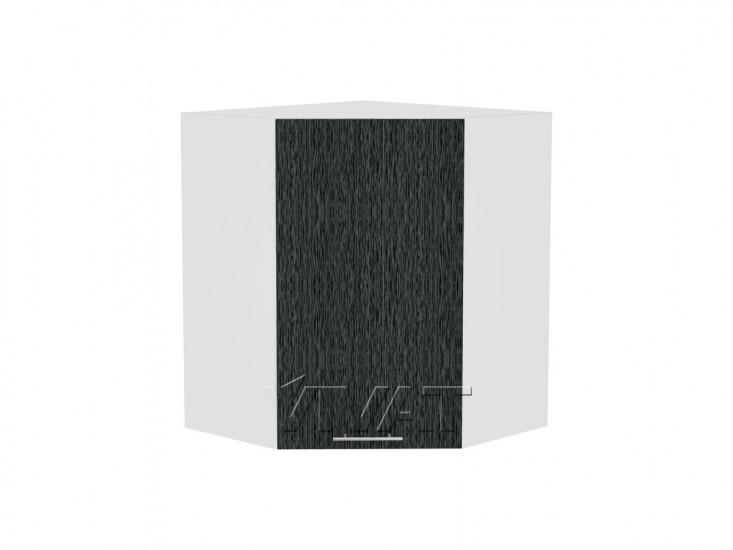 Шкаф верхний угловой Валерия-М 590 Чёрный металлик дождь / Белый