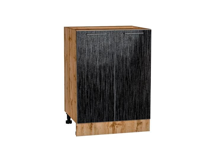 Шкаф нижний Валерия-М 600 Чёрный металлик дождь / Дуб Вотан