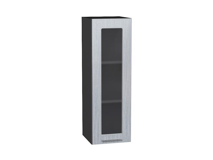 Шкаф верхний со стеклом Валерия-М 300Н Серый металлик дождь светлый / Graphite