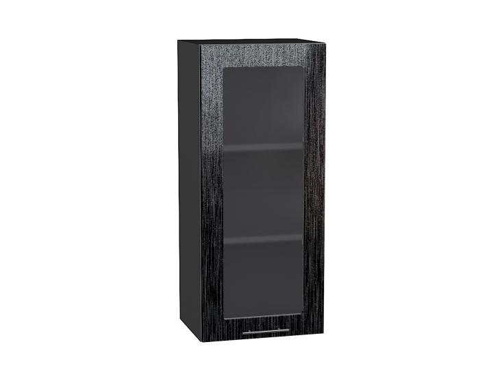 Шкаф верхний со стеклом Валерия-М 400Н Чёрный металлик дождь / Graphite