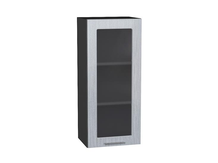 Шкаф верхний со стеклом Валерия-М 400Н Серый металлик дождь светлый / Graphite