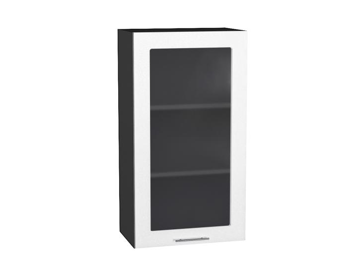 Шкаф верхний со стеклом Валерия-М 500Н Белый металлик / Graphite