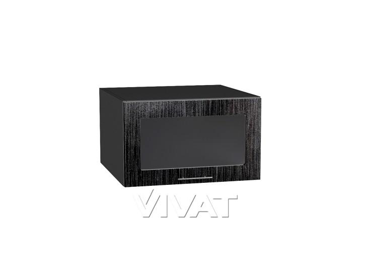 Шкаф верхний горизонтальный с увеличенной глубиной со стеклом Валерия-М 610 Чёрный металлик дождь / Graphite