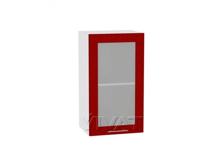 Шкаф верхний со стеклом Валерия-М 400 Гранатовый металлик / Белый