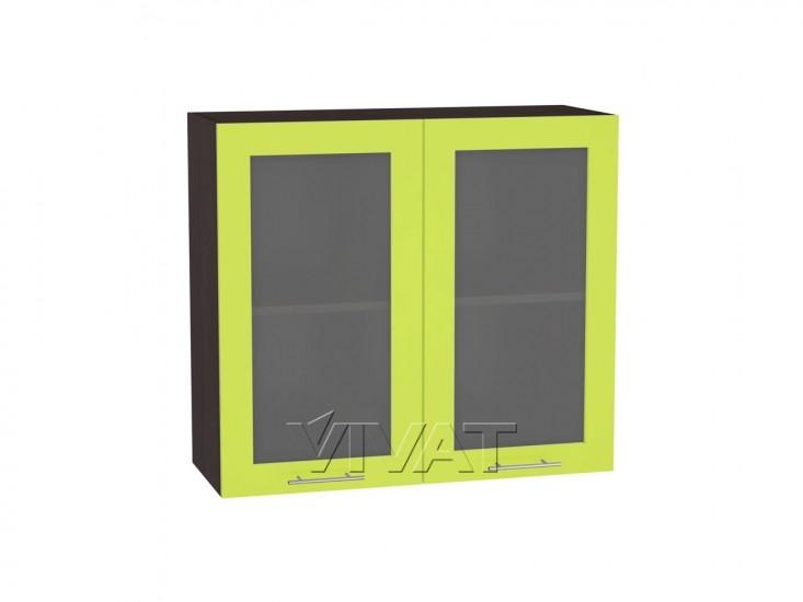Шкаф верхний со стеклом Валерия-М 800 Лайм глянец / Венге