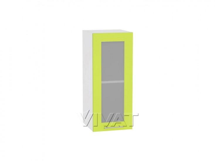 Шкаф верхний со стеклом Валерия-М 300 Лайм глянец / Белый