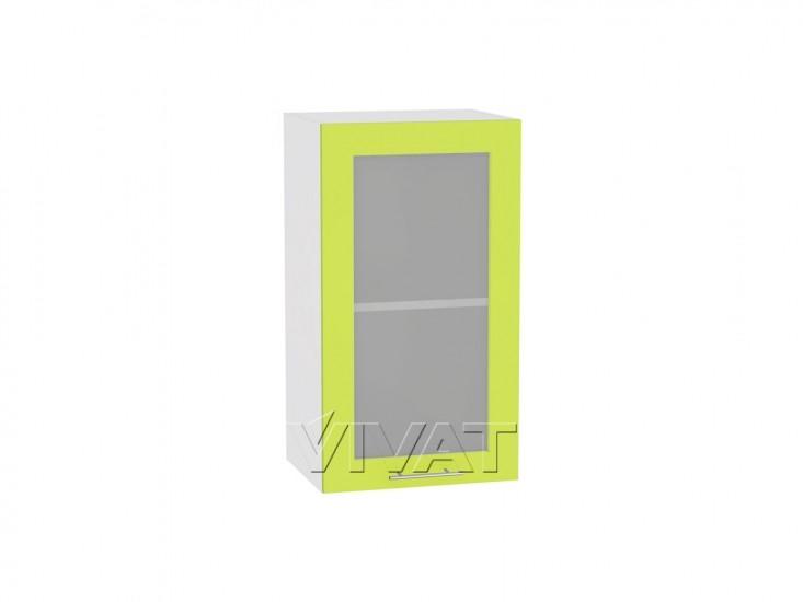 Шкаф верхний со стеклом Валерия-М 400 Лайм глянец / Белый