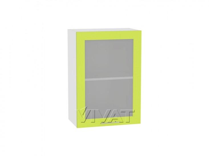 Шкаф верхний со стеклом Валерия-М 500 Лайм глянец / Белый