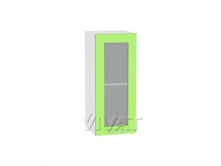 Шкаф верхний со стеклом Валерия-М 300 Салатовый глянец / Белый