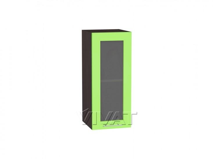 Шкаф верхний со стеклом Валерия-М 300 Салатовый глянец / Венге