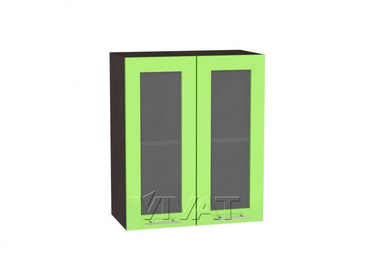 Шкаф верхний со стеклом Валерия-М 600 Салатовый глянец / Венге