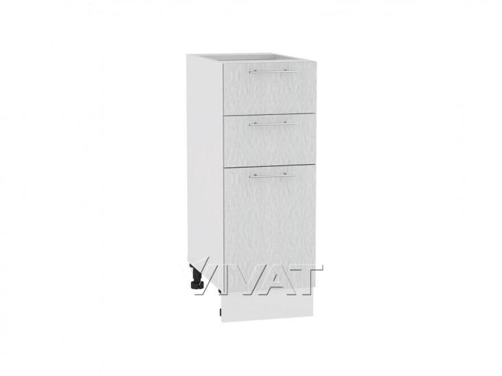 Шкаф нижний с 3-мя ящиками Валерия-М 300 Серый металлик дождь светлый / Белый