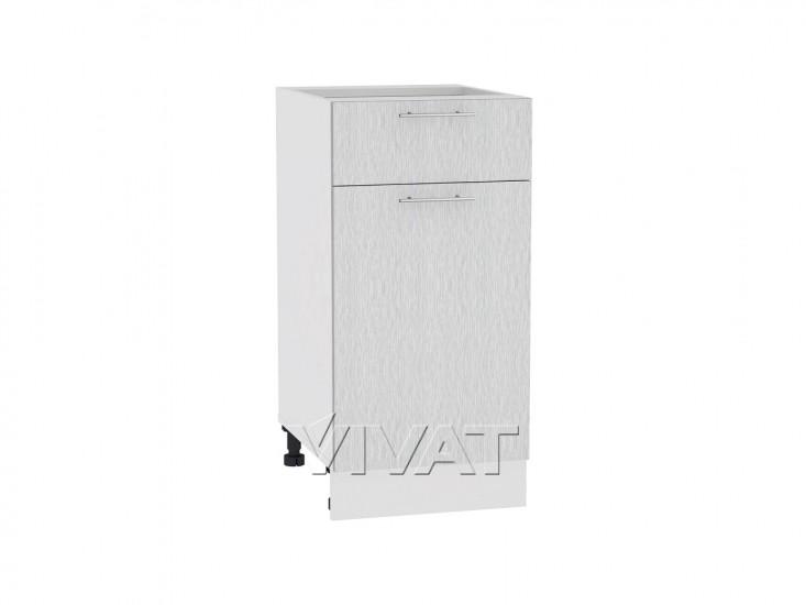 Шкаф нижний с 1 ящиком Валерия-М 400 Серый металлик дождь светлый / Белый