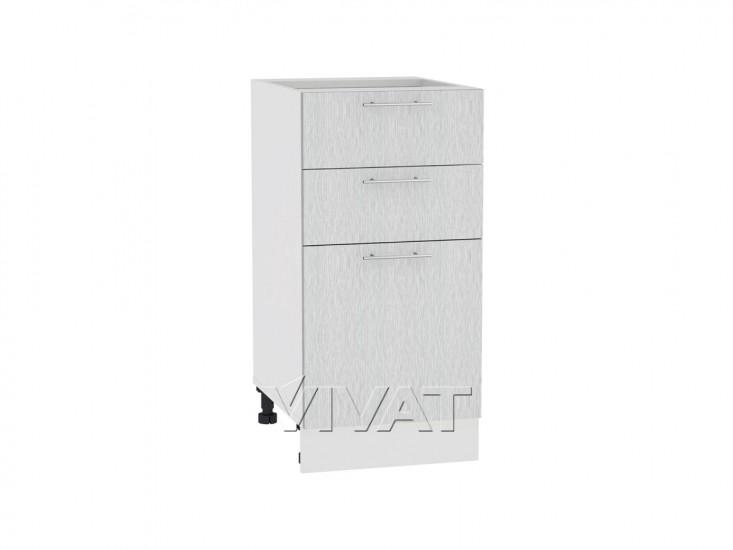 Шкаф нижний с 3-мя ящиками Валерия-М 400 Серый металлик дождь светлый / Белый