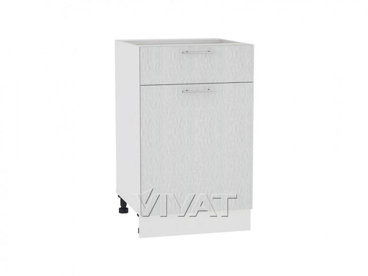 Шкаф нижний с 1 ящиком Валерия-М 500 Серый металлик дождь светлый / Белый