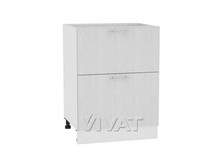 Шкаф нижний с 2-мя ящиками Валерия-М 600 Серый металлик дождь светлый / Белый