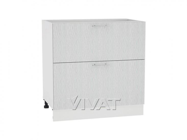 Шкаф нижний с 2-мя ящиками Валерия-М 800 Серый металлик дождь светлый / Белый