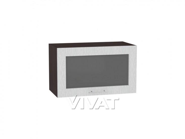 Шкаф верхний горизонтальный со стеклом Валерия-М 600 Серый металлик дождь светлый / Венге