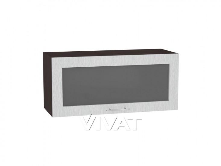 Шкаф верхний горизонтальный со стеклом Валерия-М 800 Серый металлик дождь светлый / Венге