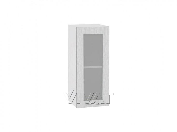 Шкаф верхний со стеклом Валерия-М 300 Серый металлик дождь светлый / Белый