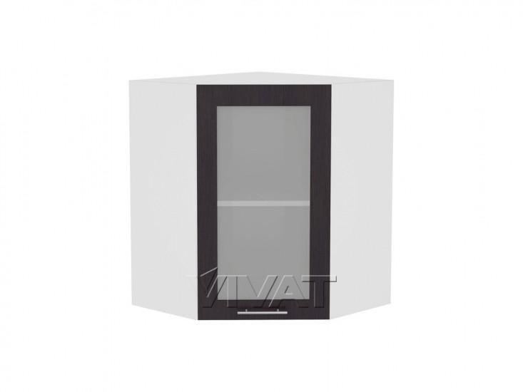 Шкаф верхний угловой со стеклом Валерия-М 590 Венге / Белый