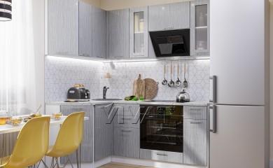 Угловая кухня Валерия-М-04 Серый металлик дождь светлый