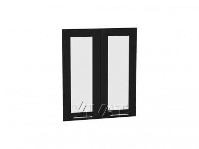 Комплект фасадов Валерия-М со стеклом для каркаса Ф-45 В600 Чёрный металлик