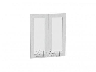 Комплект фасадов Валерия-М со стеклом для каркаса Ф-45 В600 Серый металлик дождь светлый