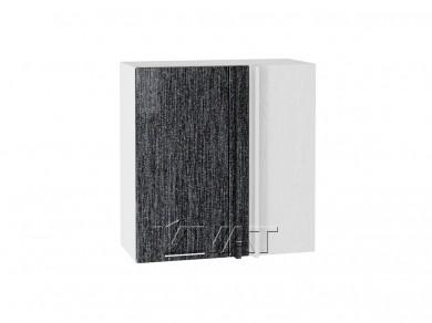 Шкаф верхний прямой угловой Валерия-М 700 Чёрный металлик дождь / Белый