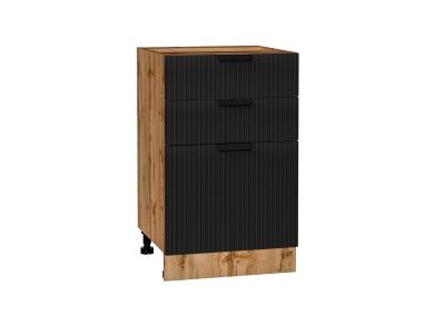 Шкаф нижний с 3-мя ящиками Евро Лайн 500 Антрацит / Дуб Вотан