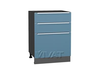 Шкаф нижний Фьюжн 600 с 3-мя ящиками Silky Blue / Graphite