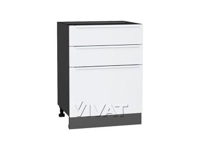 Шкаф нижний Фьюжн 600 с 3-мя ящиками Silky White / Graphite