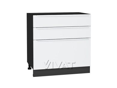 Шкаф нижний с 3-мя ящиками Фьюжн 800 Silky White / Graphite