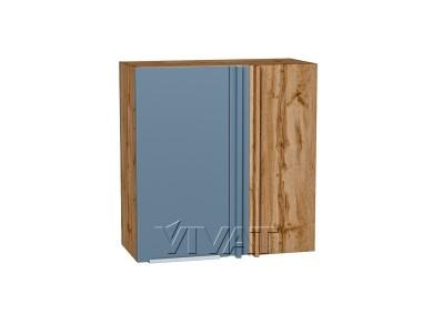 Шкаф верхний прямой угловой Фьюжн 700 Silky Blue / Дуб Вотан