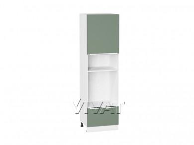 Шкаф пенал под встраиваемую бытовую технику Фьюжн 600 (для верхних шкафов 720) Silky Mint / Белый