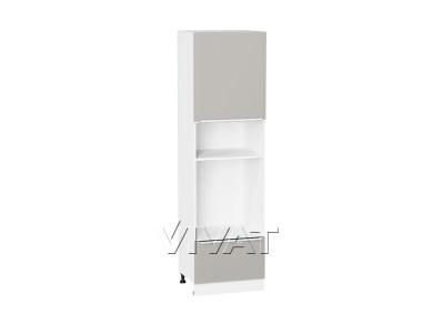 Шкаф пенал под встраиваемую бытовую технику Фьюжн 600 (для верхних шкафов 720) Silky Light Grey / Белый