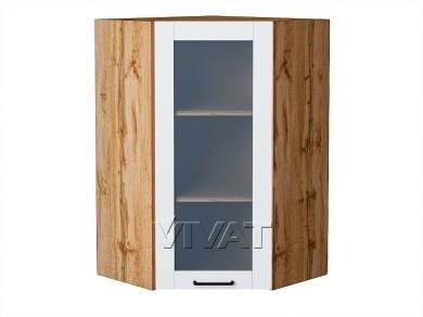Шкаф верхний угловой со стеклом Флэт 590Н/Д White In 2S